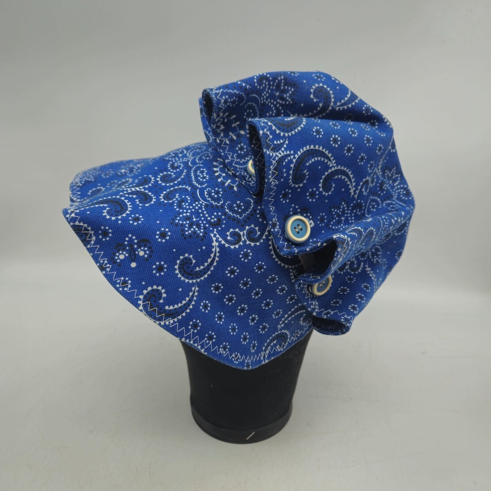 Vintage Sun Bonnet‎ Hat Blue Paisley Bandana Pioneer Frontier Hollie Hobbie